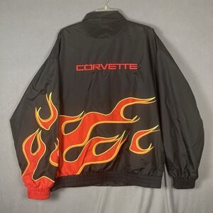 Corvette‎ Classic Flames Vintage 90's Lined Jacket. Hilton Corp. Casuals L